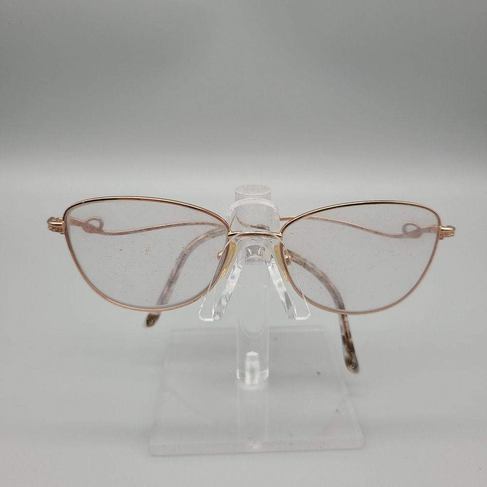 Bulova Pella Rose Gold Cat Eye Eyeglass Frames 52-16-135 Metal Tortoise Tips